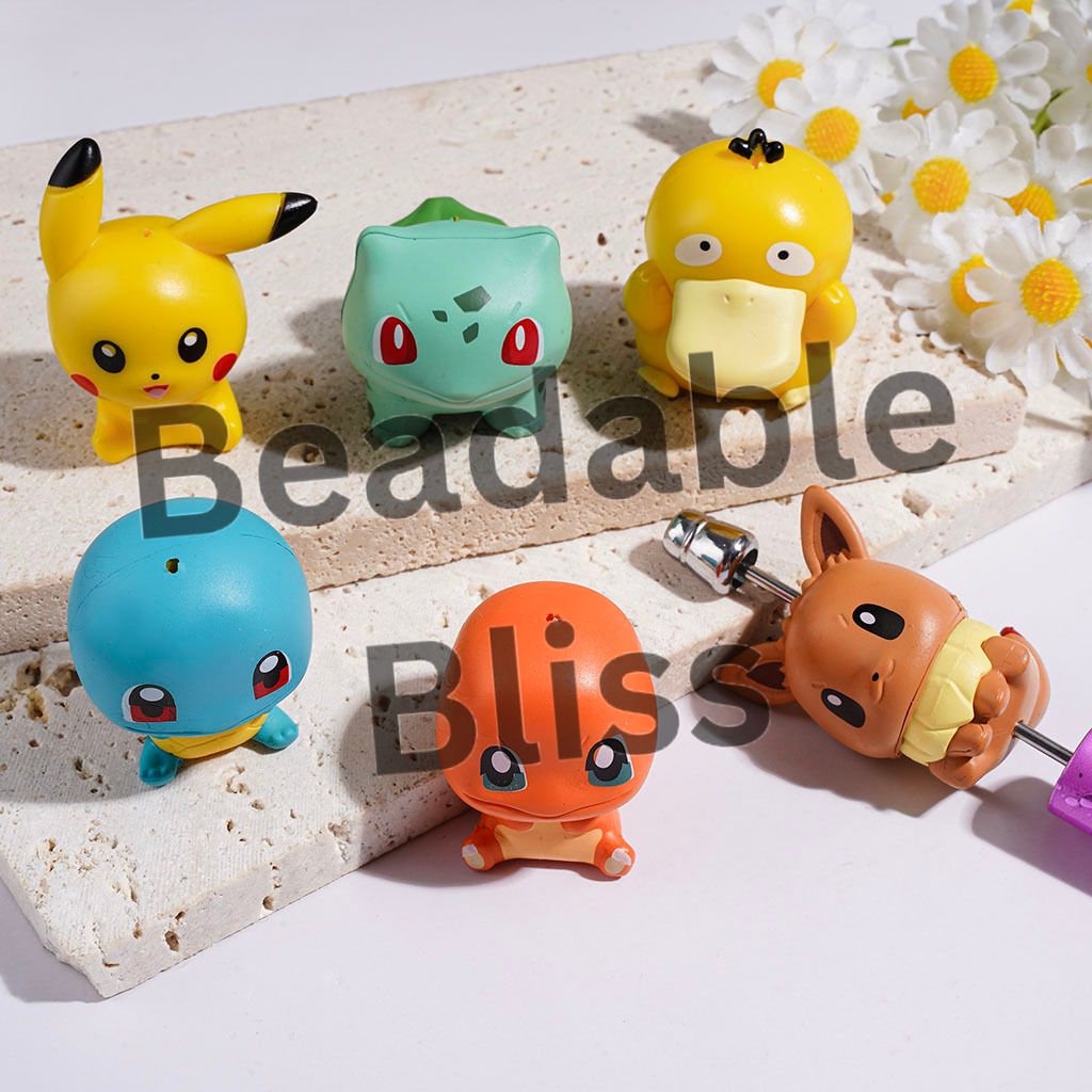 Acrylic Beads Small Monster Character Series, Random Mix (It Is Hard to Stick Into the Pen Pole)