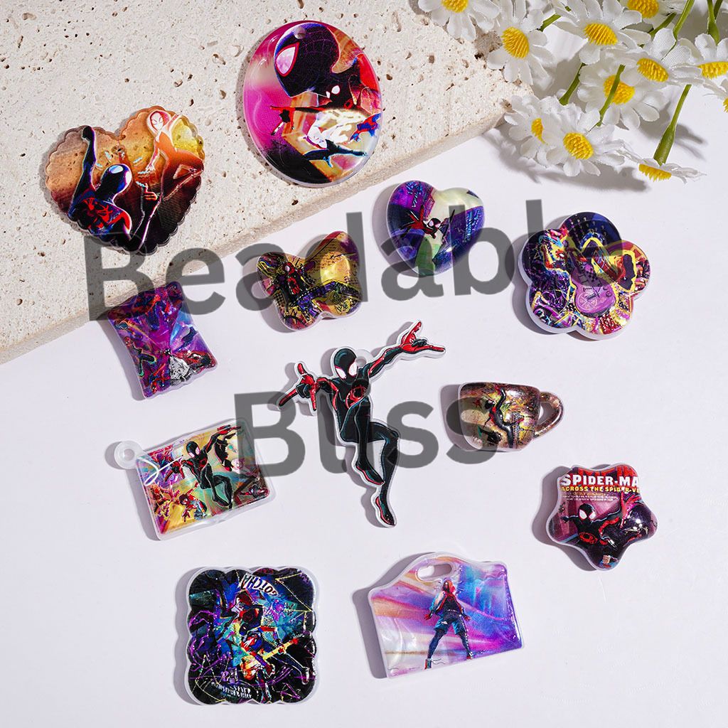 Spider Hero Character Series Acrylic Beads and Pendants, Random Mix