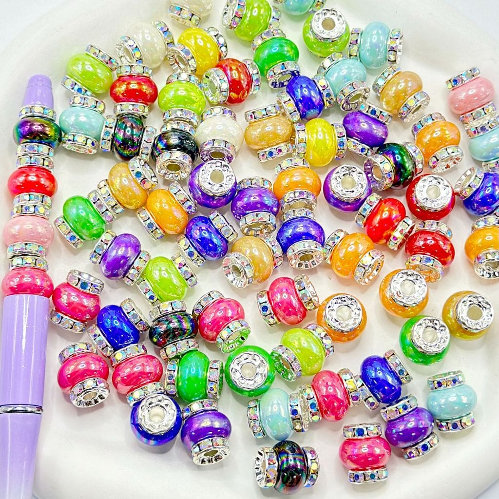 Colorful Fancy Spacer AB Color Rhinestone Lantern Shaped Acrylic Beads 13.5*14.5mm Random Mix