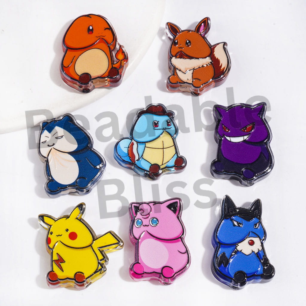 Small Monster Character in Man Exclusive Theme Acrylic Beads, Semi-Clear, Random Mix