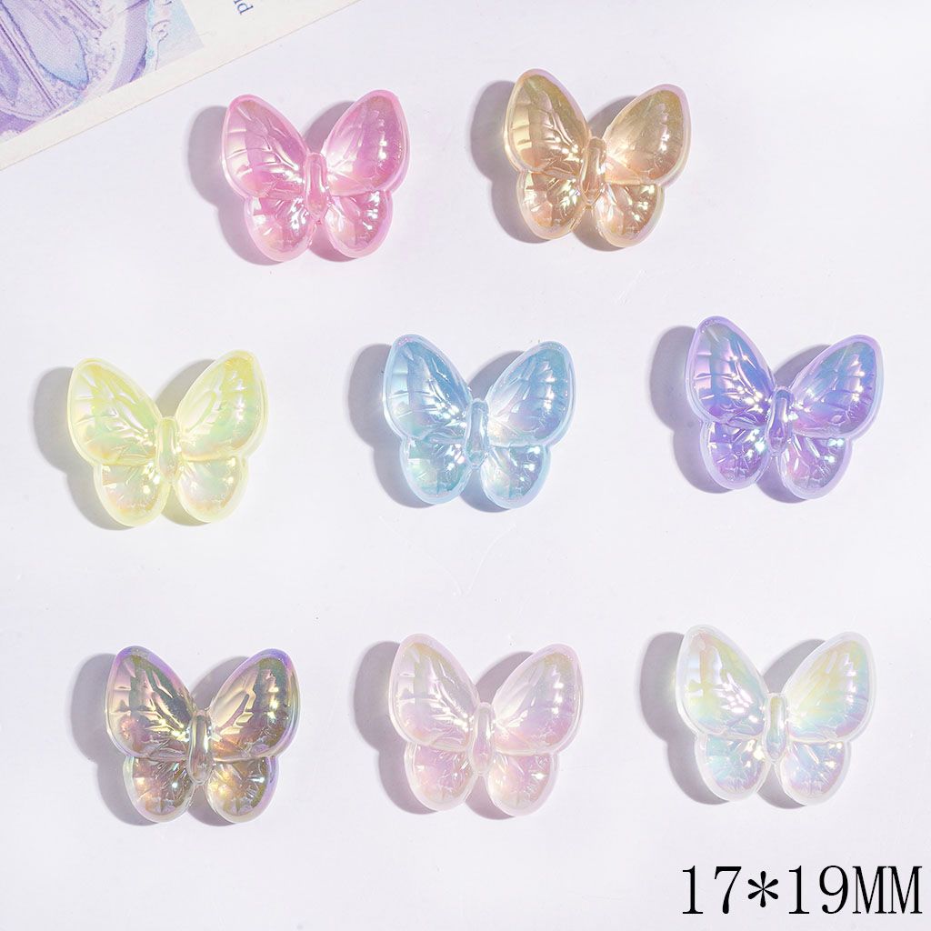 UV-Coated Acrylic Beads Butterfly, 17*19MM Multi-Color Random Mix