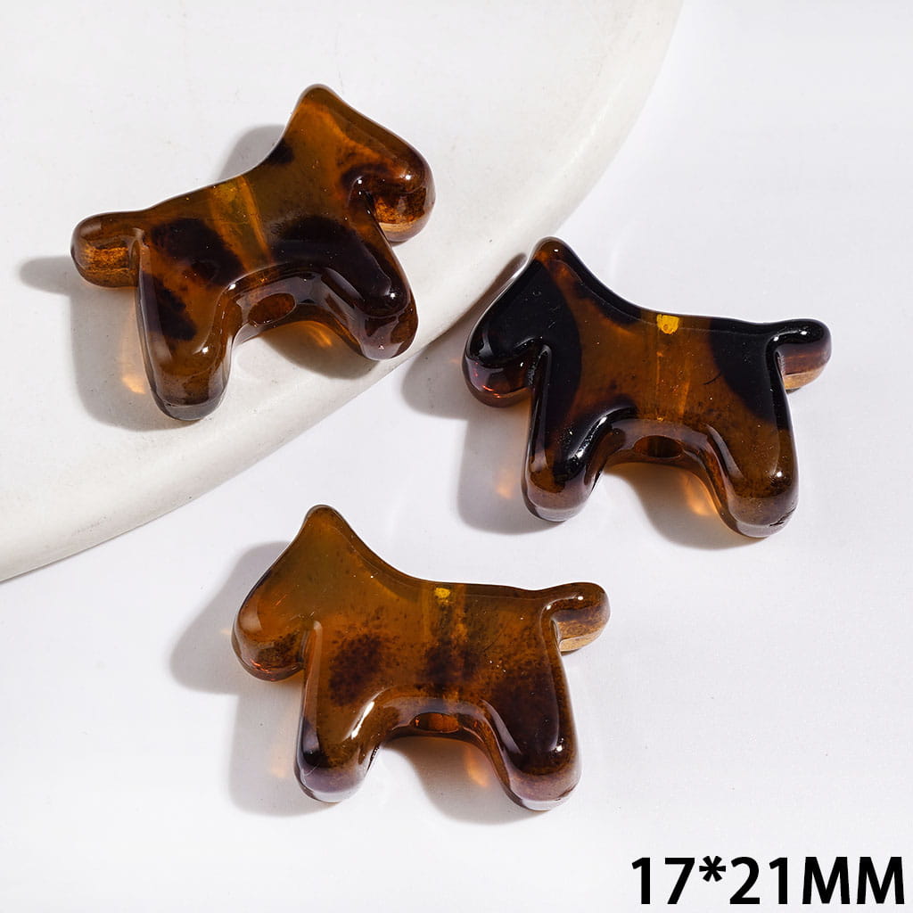 Wild Leopard Print Dark Brown Spots Horse Character Acrylic Beads, 17*21MM