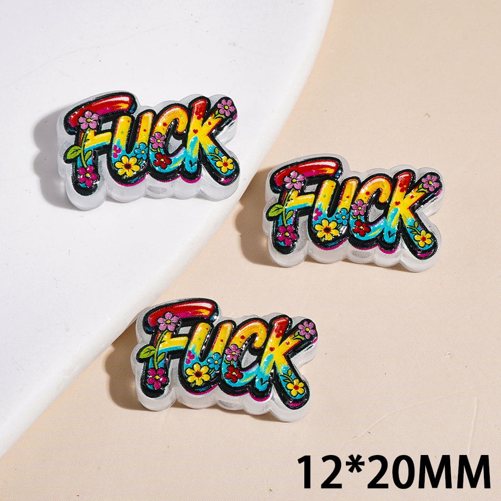 Text Humor Theme Acrylic Beads, Various Style