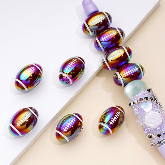 UV Coating Glossy Brown American Football Acrylic Beads Size 17mm by 12mm