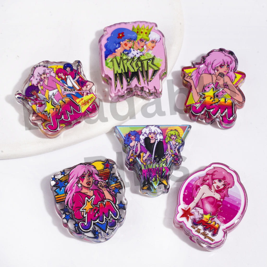Acrylic Beads Rock Singer Character in Pink Series, Random Mix