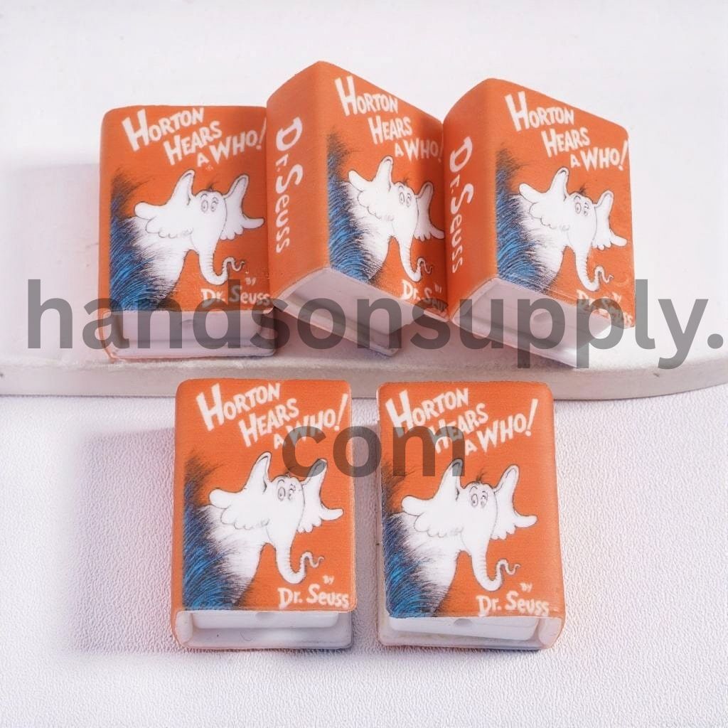 3D Mini Orange Book with Elephant Character Adventure Story Theme, Multi Color Silicone Focal Beads