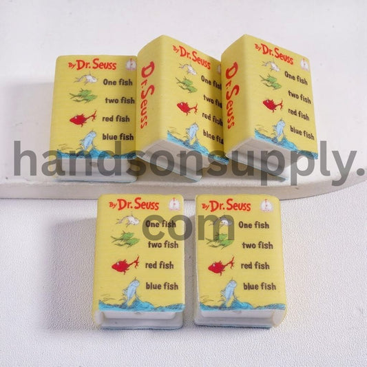 3D Mini Yellow Book Fish Themed Children’s Illustrated Books, Multi-Color Silicone Focal Beads