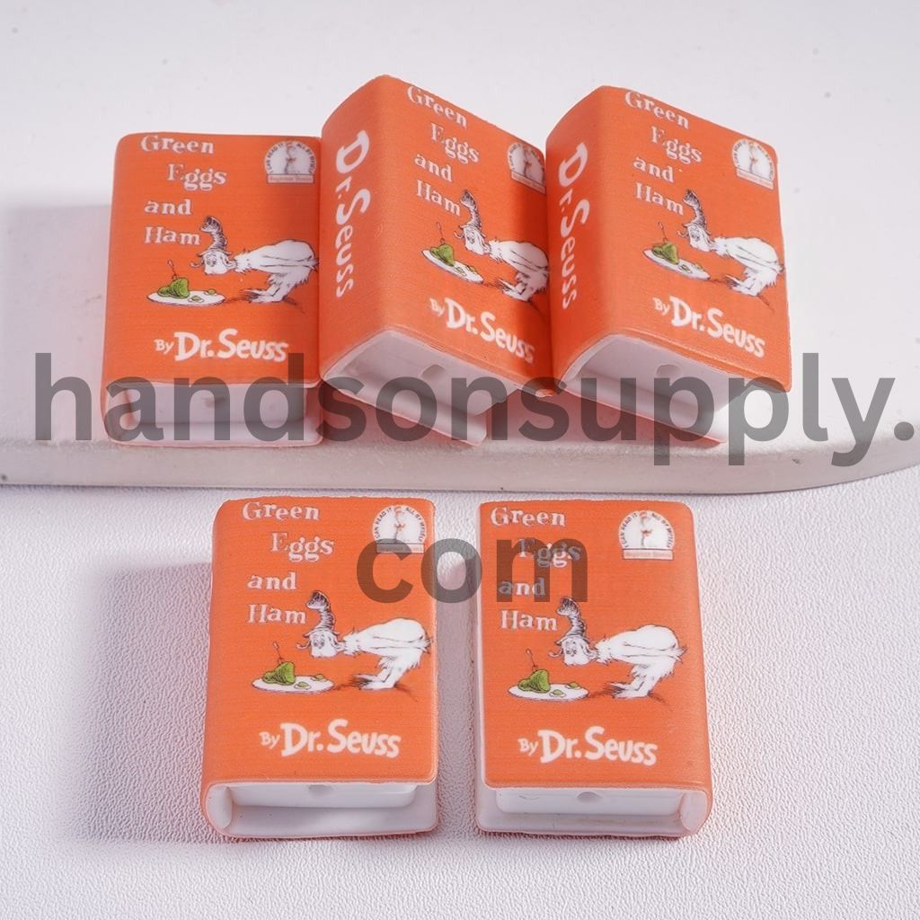 3D Mini Cute Orange Book Adventure Themed Children’s Literature, Silicone Focal Beads