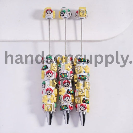 Cute Plumber Character Series Beadable Clay Pens with AB Rhinestones
