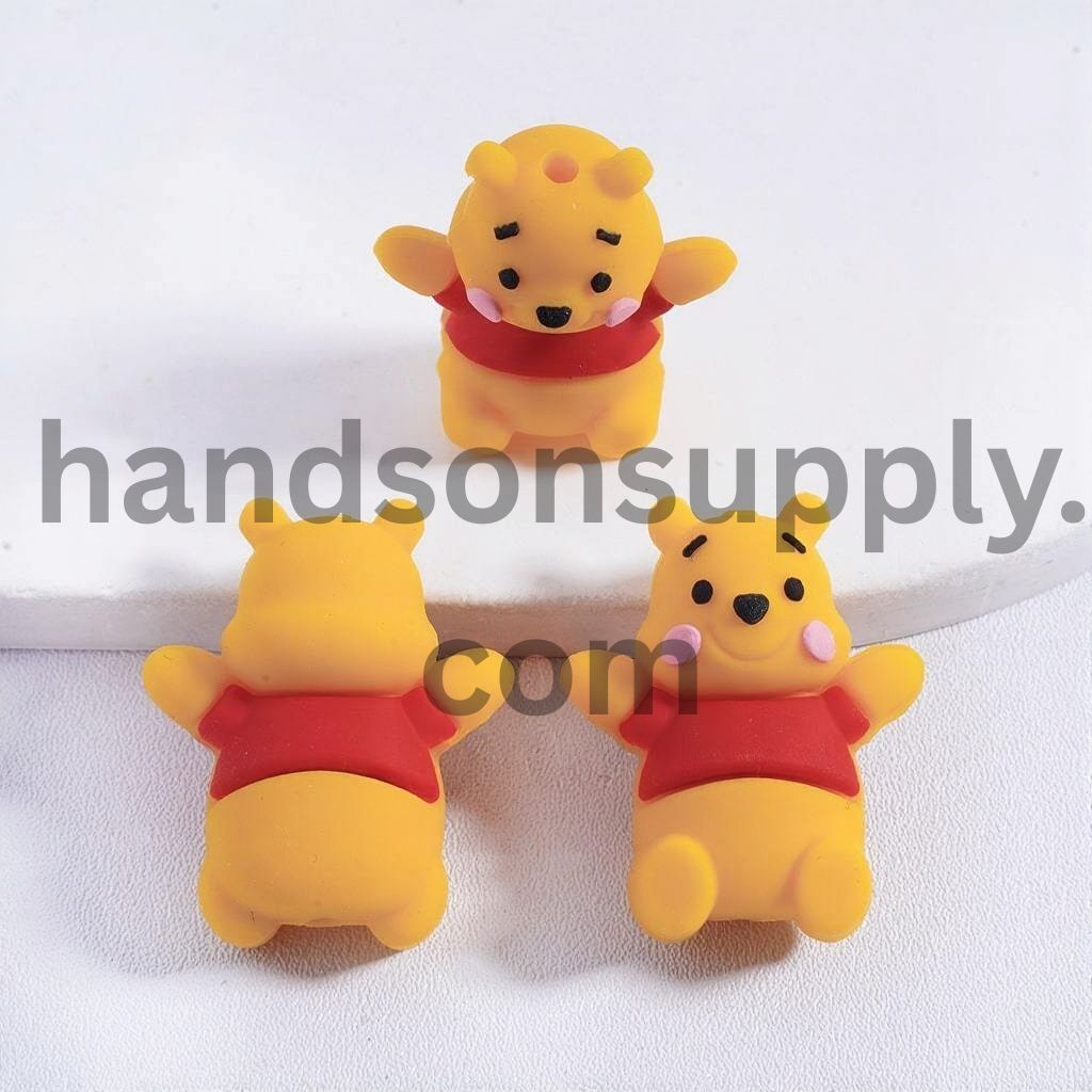 3D Cute Yellow Honey Bear Hug Animal Charm Silicone Focal Bead