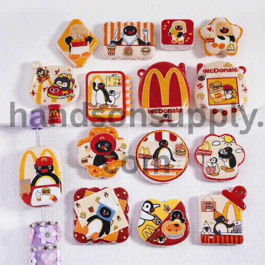 Cute Penguin & Fast Food Pendant & Jewelry Charms Acrylic Beads in Various Fun Shapes Random Mix
