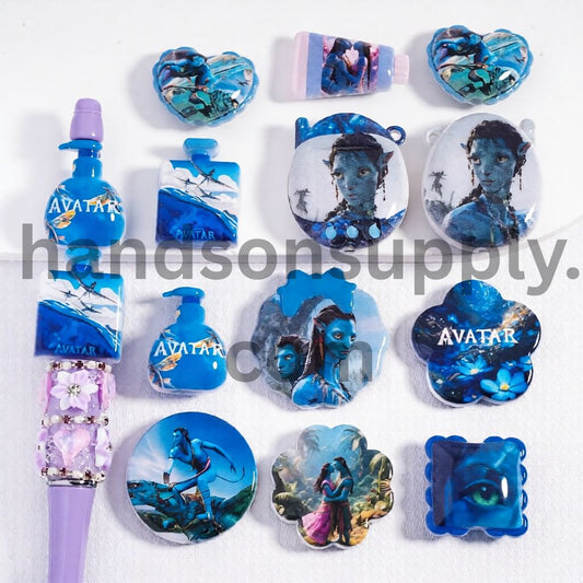 Fun Blue Man Characters in Various Shapes Blue Series in Various Shapes Acrylic Beads Pendant Random Mix
