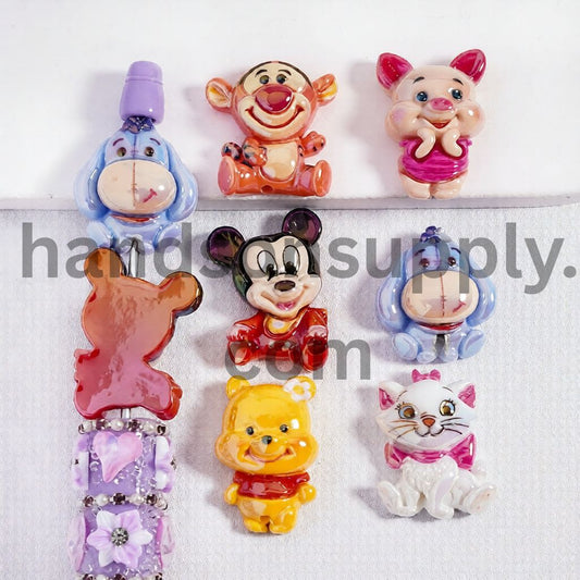 UV Coated Glossy Cute Animal Animation Character Series Acrylic Bead Random Mix