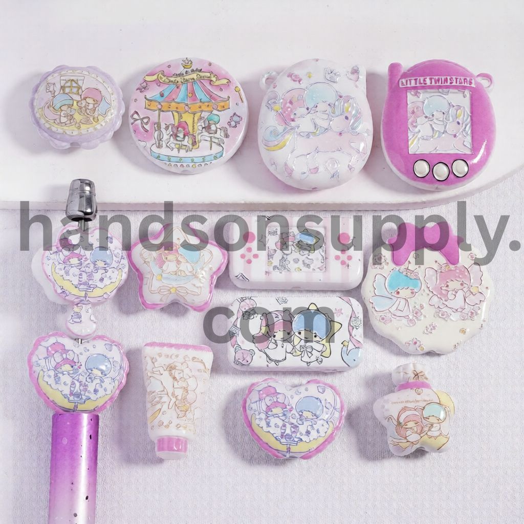 Concavo-Convex Adorable Character Series  Prints Different Shape & design Acrylic Beads for Pendant Random Mix