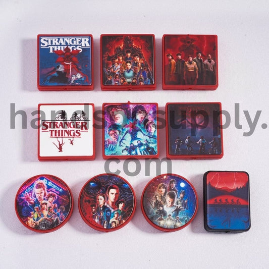 Horror Style Halloween Theme Design Print in Various Designs and Shapes, Silicone Focal Beads Random Mix