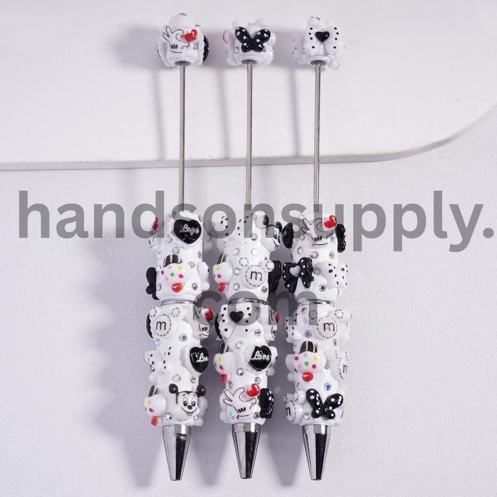 Beadable Clay Pens with Boy Mouse Character Series and AB Rhinestones