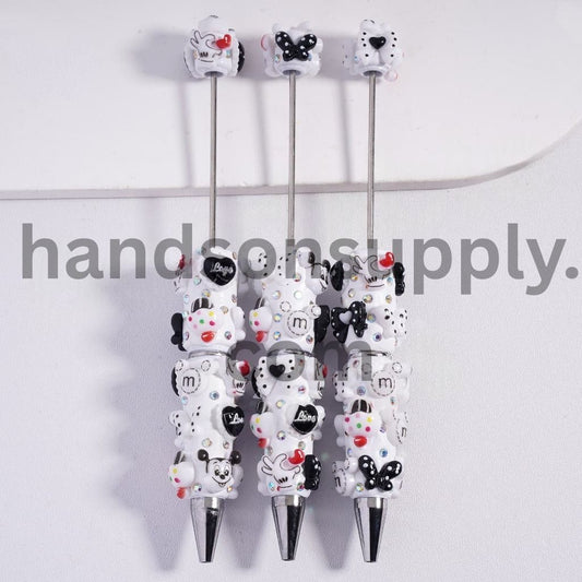 Beadable Clay Pens with Boy Mouse Character Series and AB Rhinestones