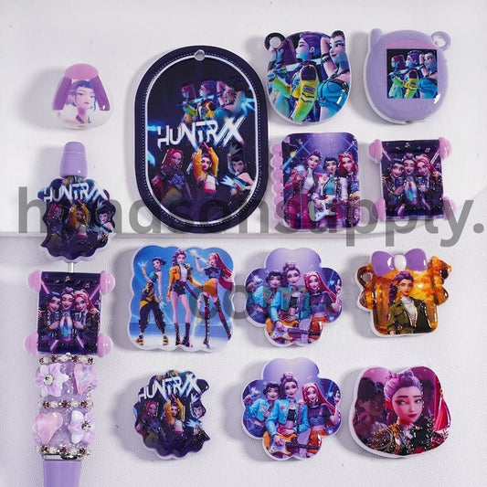 Concavo Convex Girl Band Mixed Shapes Collection Acrylic Beads Pendant Charm Random Mix