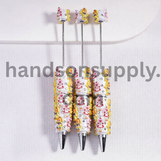 Rainbow Fairy & Berry Girl Series, with Multi‑Color AB Rhinestones & White Pearls Beadable Clay Pens