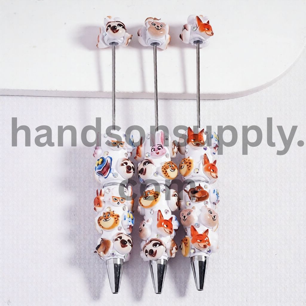 Crazy Animal Character City Faces with Multi‑Color AB Rhinestones Beadable Clay Pens