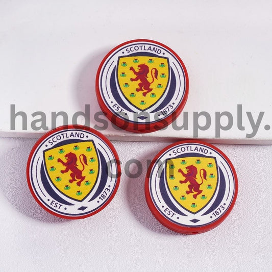 Scotland Football Soccer Team Sport Theme Print Flat Round Shape Silicone Focal Beads