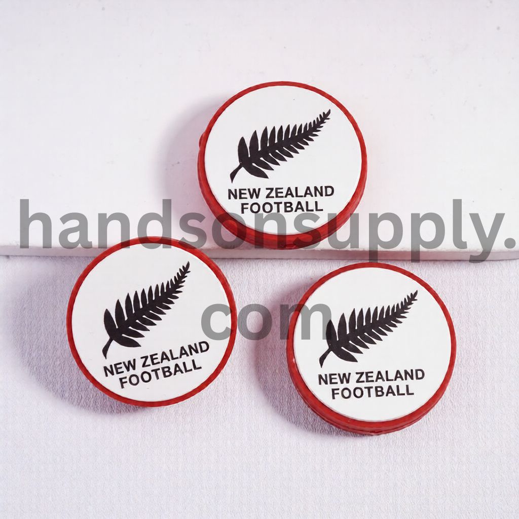 New Zealand Football Soccer Team Sport Theme Print Flat Round Shape Silicone Focal Beads