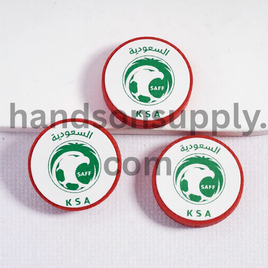Saudi Arabia Football Soccer Team Sport Theme Print Flat Round Shape Silicone Focal Beads