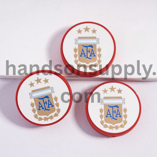 Argentina Football Soccer Team Sport Theme Print Flat Round Shape Silicone Focal Beads