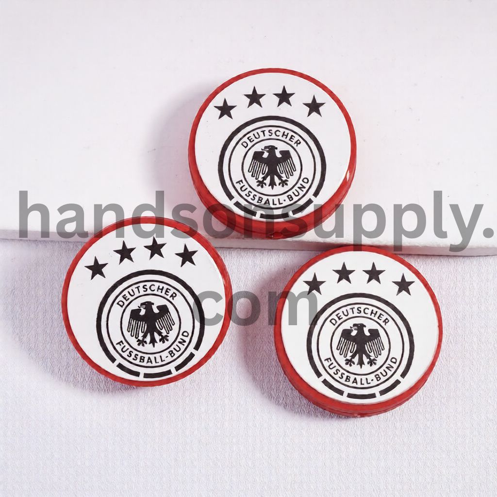 Germany Football Soccer Team Sport Theme Print Flat Round Shape Silicone Focal Beads