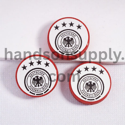 Germany Football Soccer Team Sport Theme Print Flat Round Shape Silicone Focal Beads