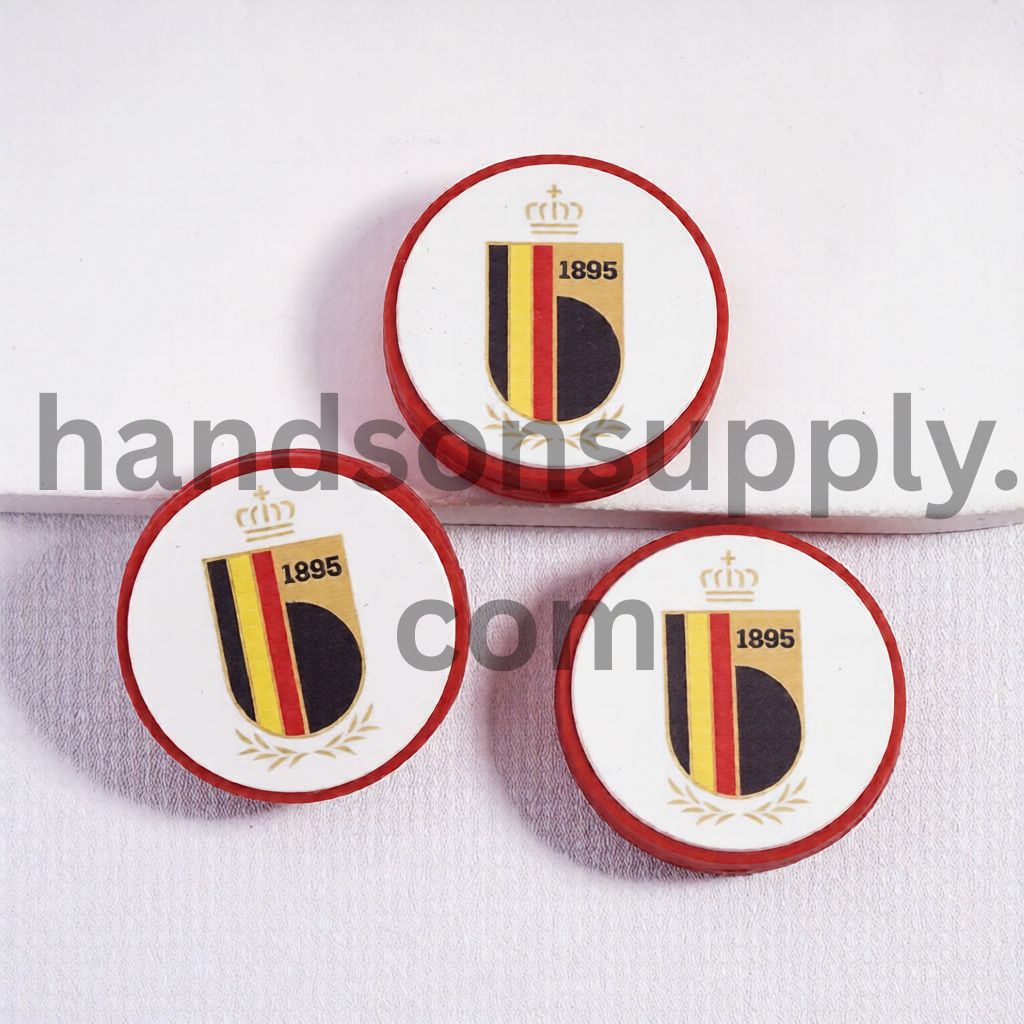 Belgium Football Soccer Team Sport Theme Print Flat Round Shape Silicone Focal Beads