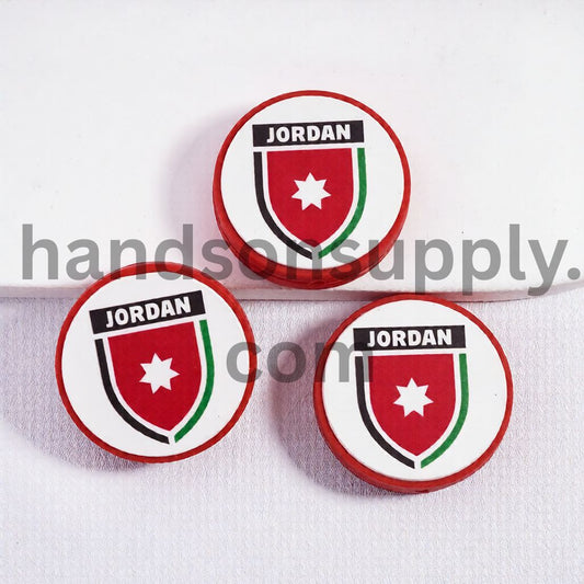 Jordan Football Soccer Team Sport Theme Print Flat Round Shape Silicone Focal Beads