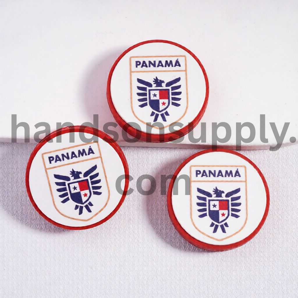 Panama Football Soccer Team Sport Theme Print Flat Round Shape Silicone Focal Beads