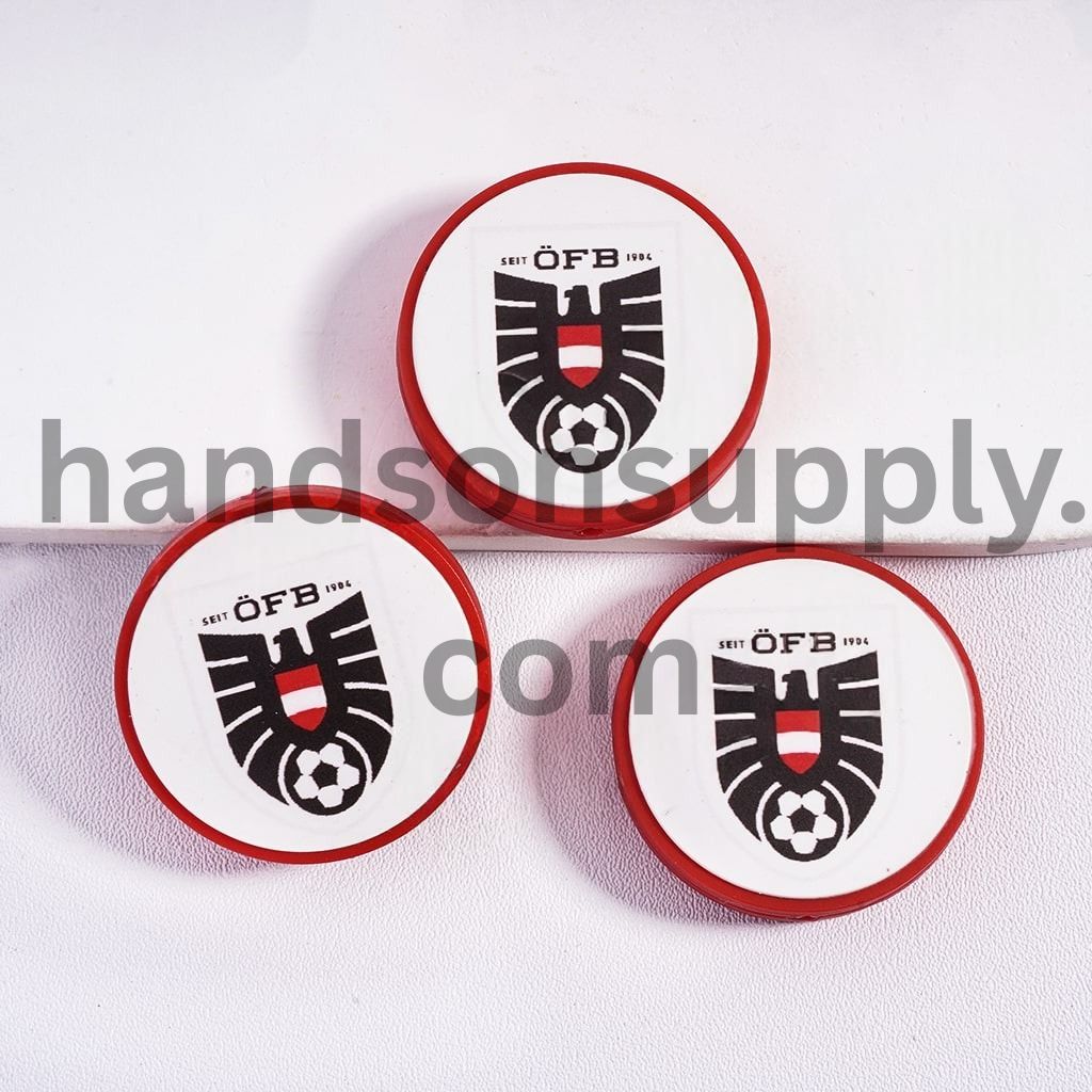 Austria Football Soccer Team Sport Theme Print Flat Round Shape Silicone Focal Beads