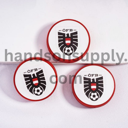 Austria Football Soccer Team Sport Theme Print Flat Round Shape Silicone Focal Beads