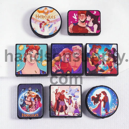 Strong Man Character Series Print in Differnt Shapes & Design Silicone Focal Bead Random Mix