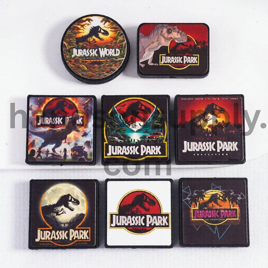 Dinosaur Park Series Theme Print in Different Shape & Design Silicone Focal Beads Random Mix