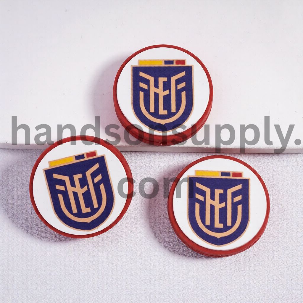Ecuador Football Soccer Team Sport Theme Print Flat Round Shape Silicone Focal Beads