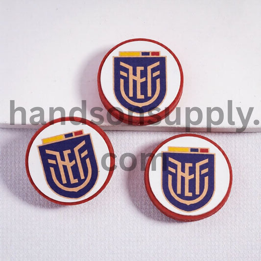Ecuador Football Soccer Team Sport Theme Print Flat Round Shape Silicone Focal Beads