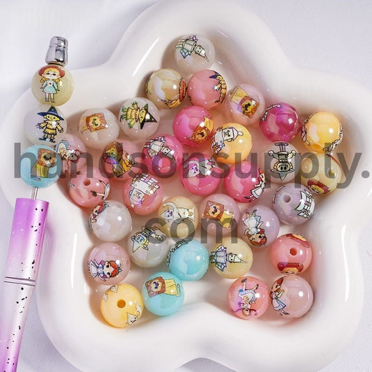 UV Coated Fantasy Adventure & Fairy Tale Series, Multi‑Color Round Actylic Beads for Bracelets 16mm Random Mix