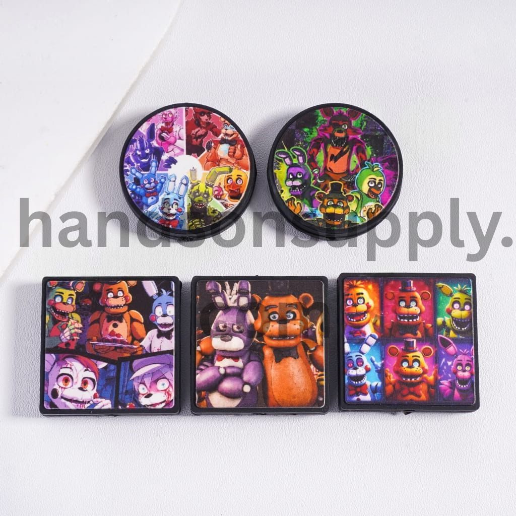 Horror Adventure Game Flat Round and Square Shape Silicone Focal Beads Random Mix