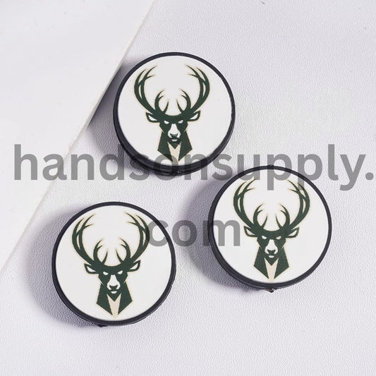 Milwaukee Basketball Team, Bucks‑Inspired Flat Round Shape Silicone Focal Beads