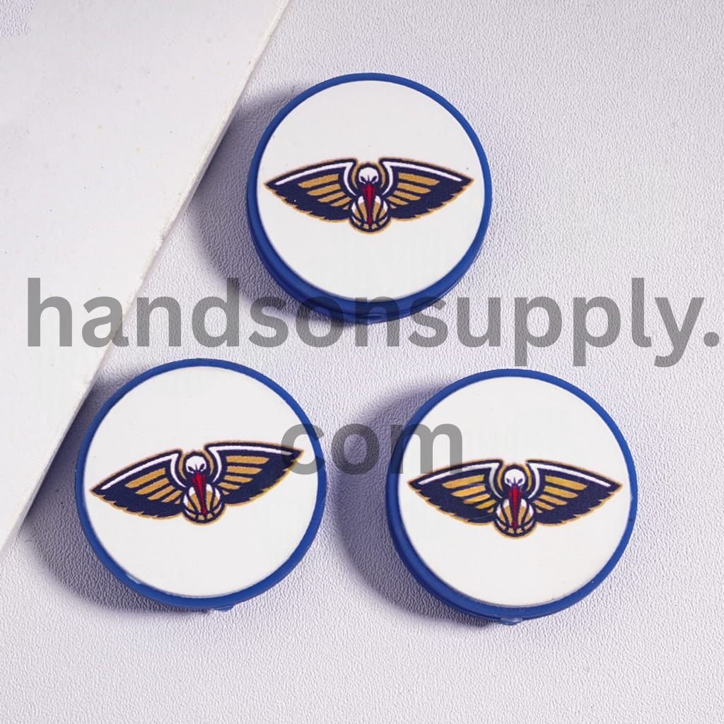 New Orleans Pelicans Basketball Team Flat Round Shape Silicone Focal Beads