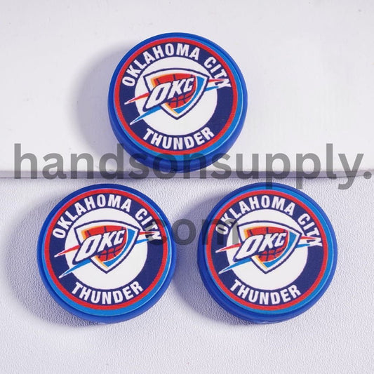 Oklahoma City Basketball Thunder Team Flat Round Shape Silicone Focal Beads