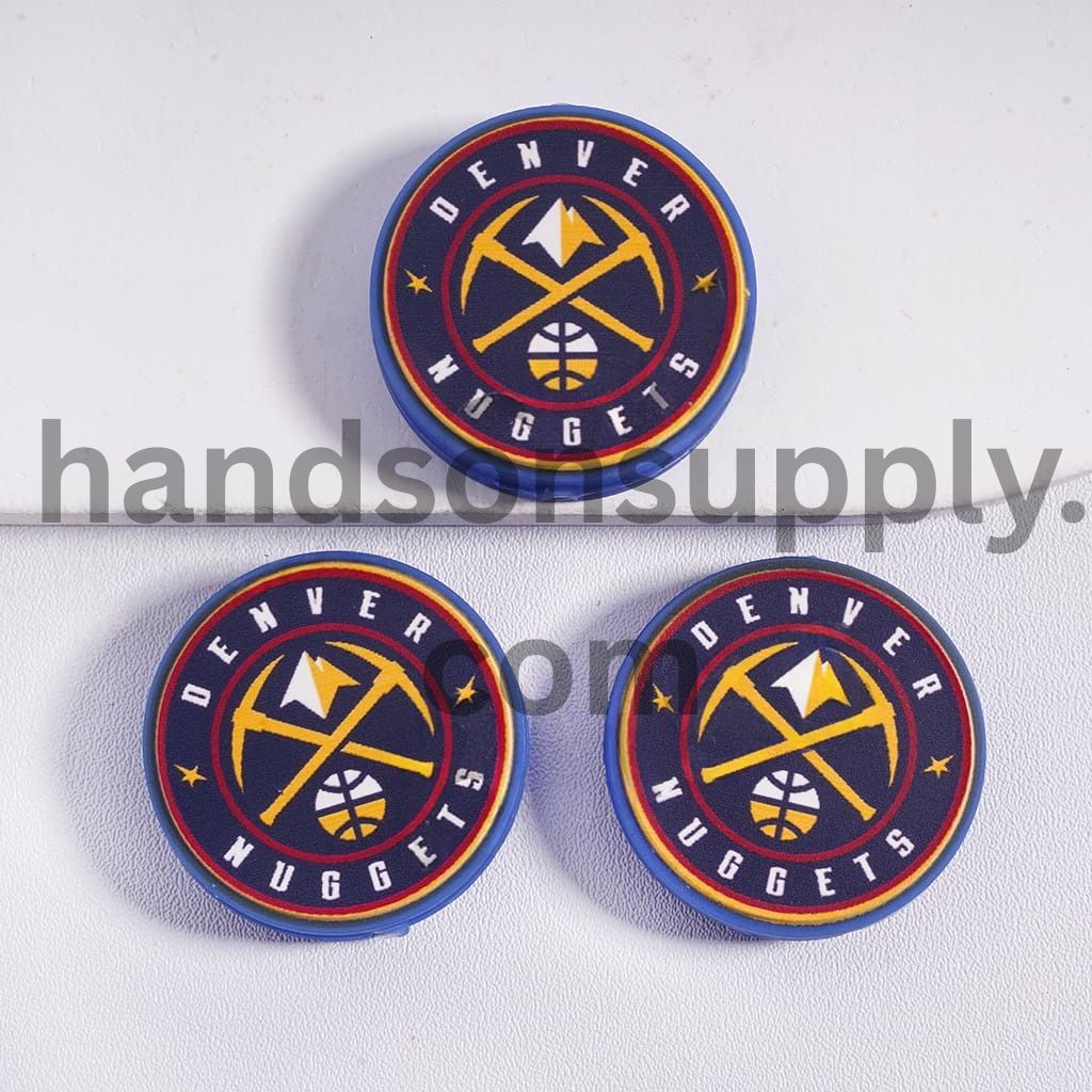 Denver Nuggets Basketball Sport Team Flat Round Shape Silicone Focal Beads