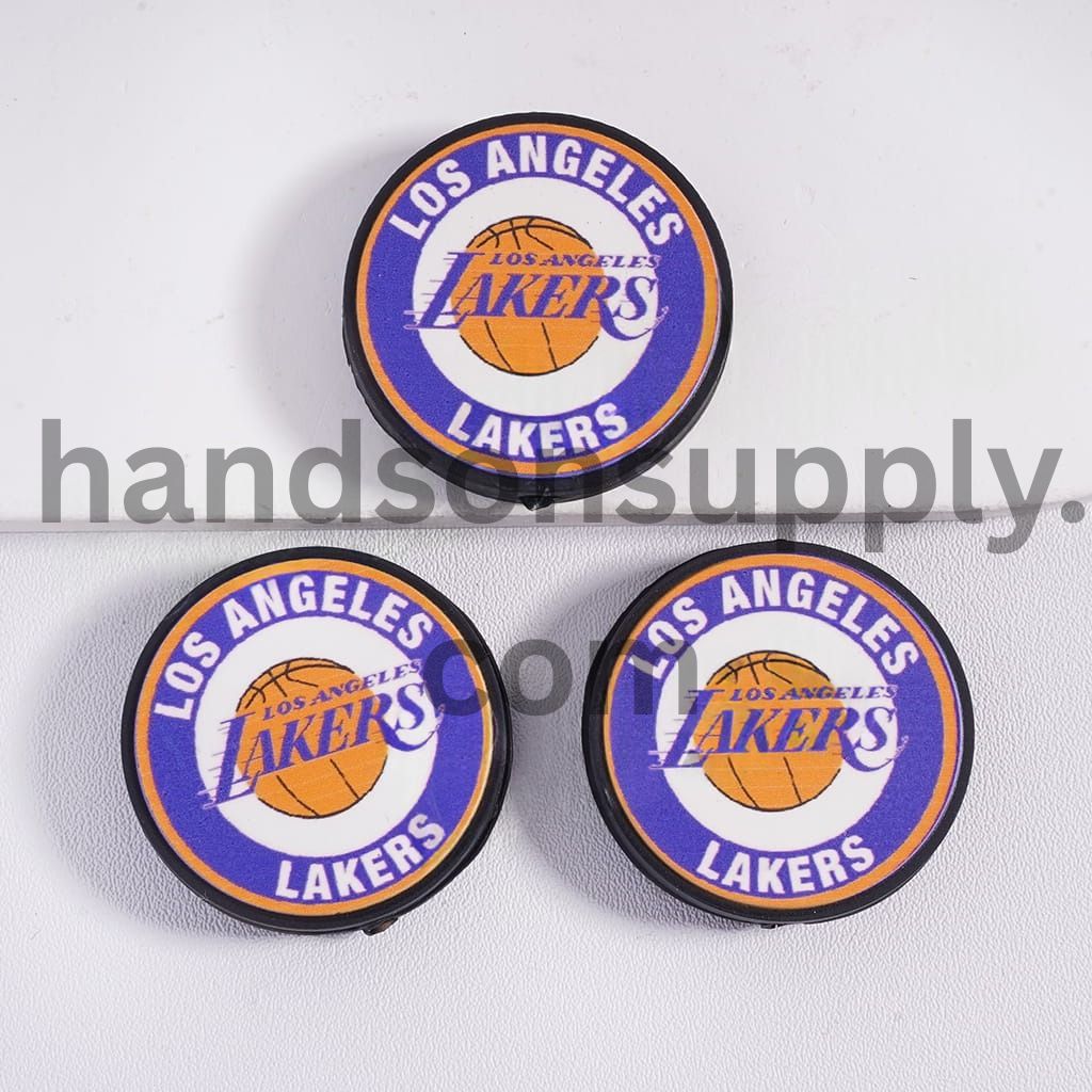 Los Angeles Basketball Team Sport Theme Flat Round Shape Silicone Focal Beads