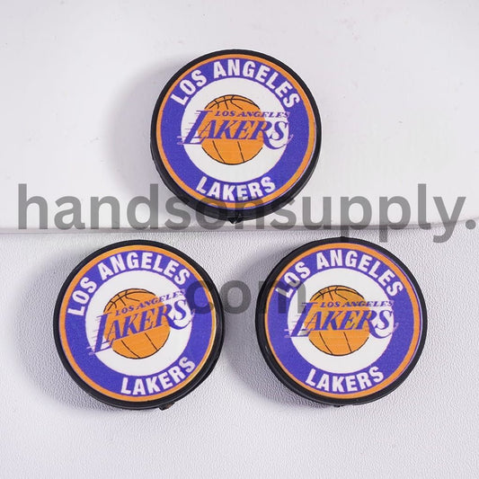 Los Angeles Basketball Team Sport Theme Flat Round Shape Silicone Focal Beads