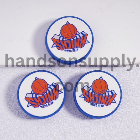 New York Basketball Team Sport Theme Flat Round Shape Silicone Focal Beads