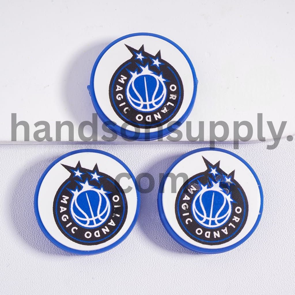 Orlando Basketball Team Sport Theme Flat Round Shape Silicone Focal Beads