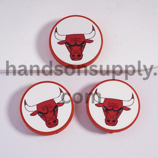 Chicago Basketball Team, Sport Theme Flat Round Shape Silicone Focal Beads